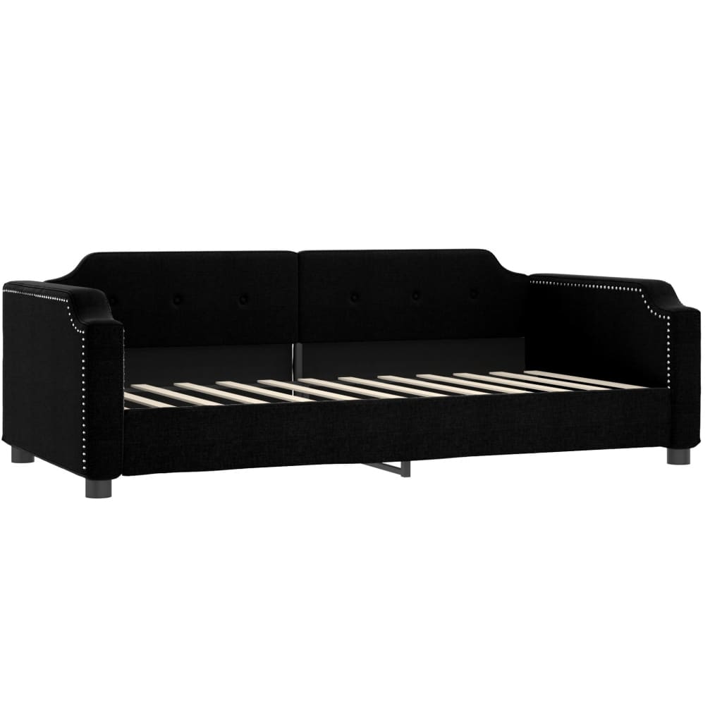 Extendable Daybed with Drawers Black 90x190 cm Fabric