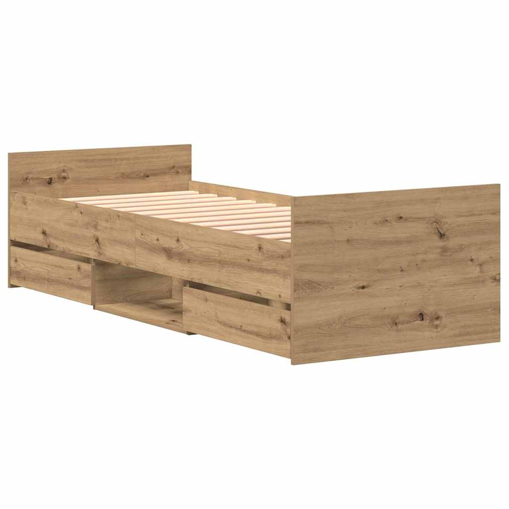 Artisan Oak Bed Frame 193 x 78 x 50 cm Engineered Wood