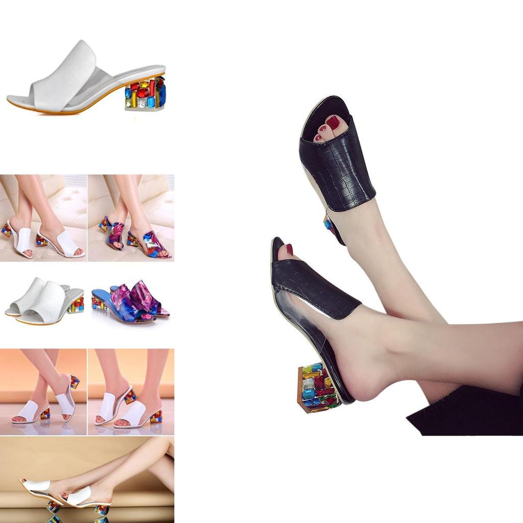 Elegant Crystal Sandals For Women With Heels Peep-toe Design Perfect For Summer