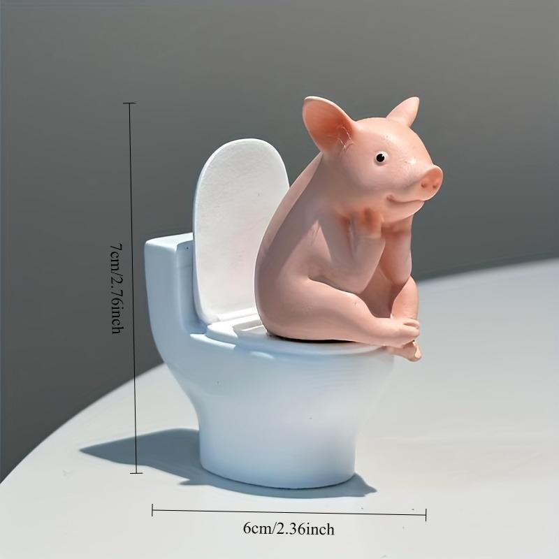 1pc Cute Pig Sitting Toilet Ornament - for Your Bathroom, Suitable for Tabletop or Wall Display