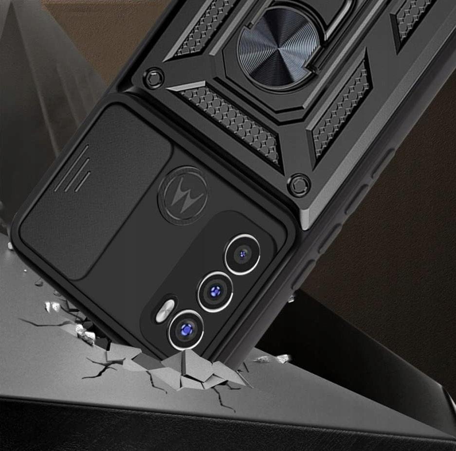 Case for Motorola MOTO E20 E30 E40 ARMOR SLIDE RING BACK + 9H Glass
