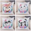 Cartoon Bird and Leaves Pillow Case Decor Cute Animal Lion Cushion Cover for Children Room Sofa Home Plush Pillowcase 45x45cm