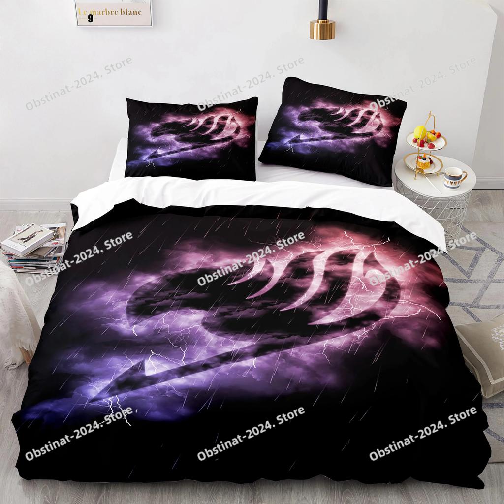 Fairy Tail Bedding Set Printed With Pillowcase Bed Duvet Cover Soft Single Double Queen Super King Size Fairy Tail Aldult Kid