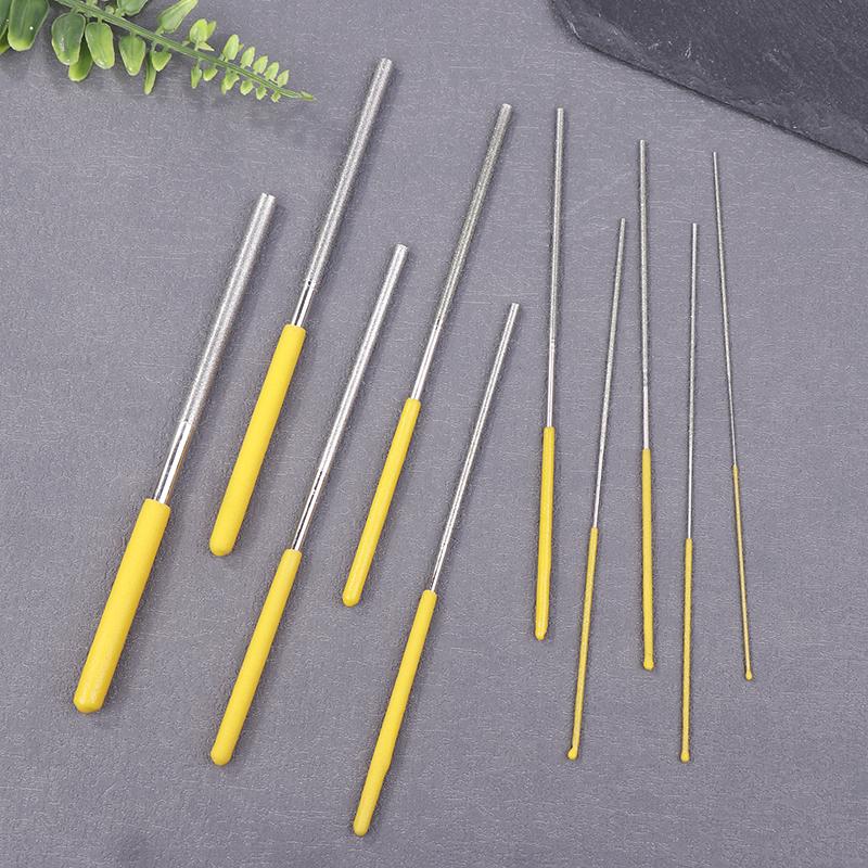 Diamond Cylindrical File 1/1.2/1.5/1.7/2.2/2.7/3.3/3.8/4.8/5.8Mm Diameter Reaming File Grinding Tool Jade Alloy Assorted File