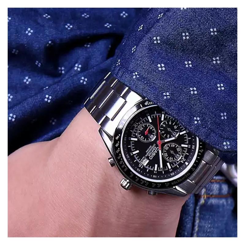 Casio EDIFICE serisi çok göstergeli seri çelik kordonlu saat kuvars mekanizma paslanmaz çelik kordon Japon ve Kore saati erkek saati EF-503D-1A