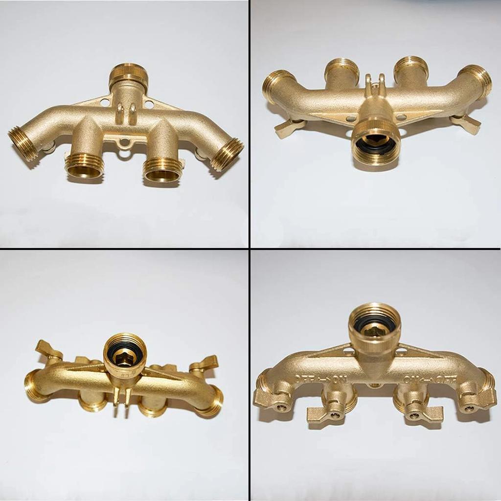 4Way Heavy Duty Brass Garden Hose Splitter Coupling Adapter Efficient Water Control Irrigation Watering Tap Tool Accessories