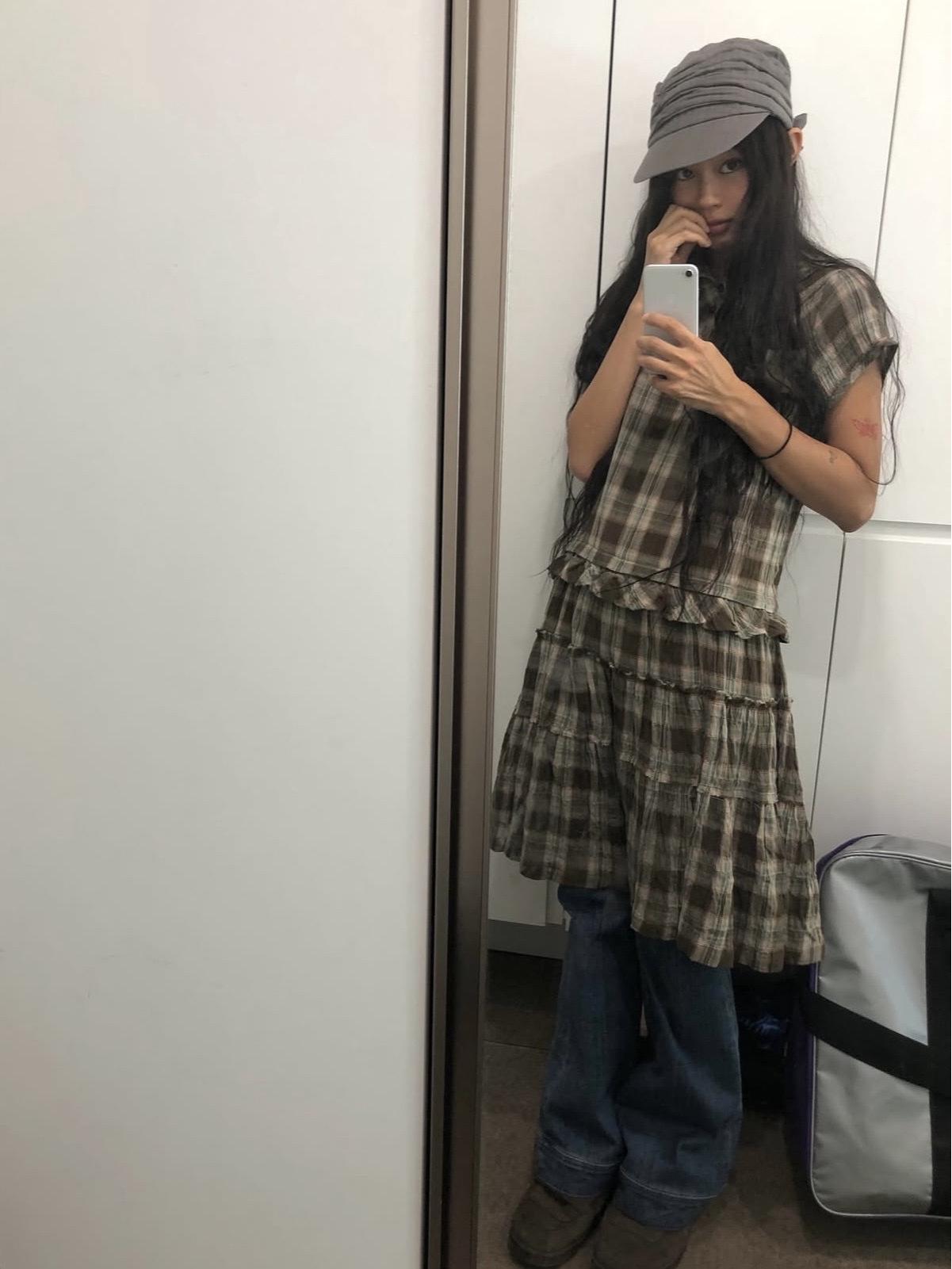 

7-Day Retro Japanese Plaid Doll Collar Pleated Dress Size 2