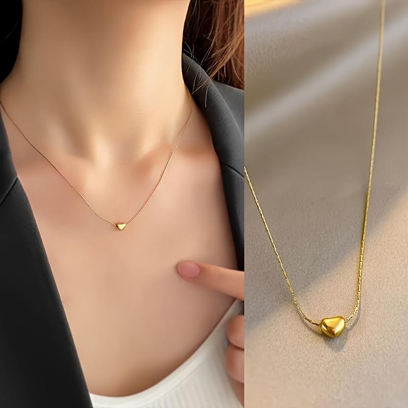 1pc Cute Pendant Necklace In Shape with Shiny Surface of Love Pendant, Love Necklace, Exquisite Brush Finish, Retro Inspired Women's Jewelry, Perfect