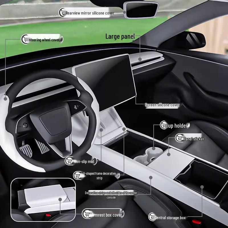 Tesla Model Y/YL/3 Center Console Dashboard Sticker - White Interior Decoration