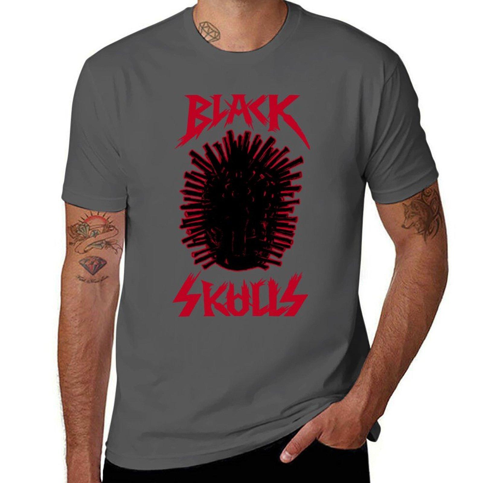 

Black Skulls - Nail head Biker - Mandy- Design for black or dark clothing T-Shirt t shirt men 100% cotton luxury brand T-Shirt 4XL