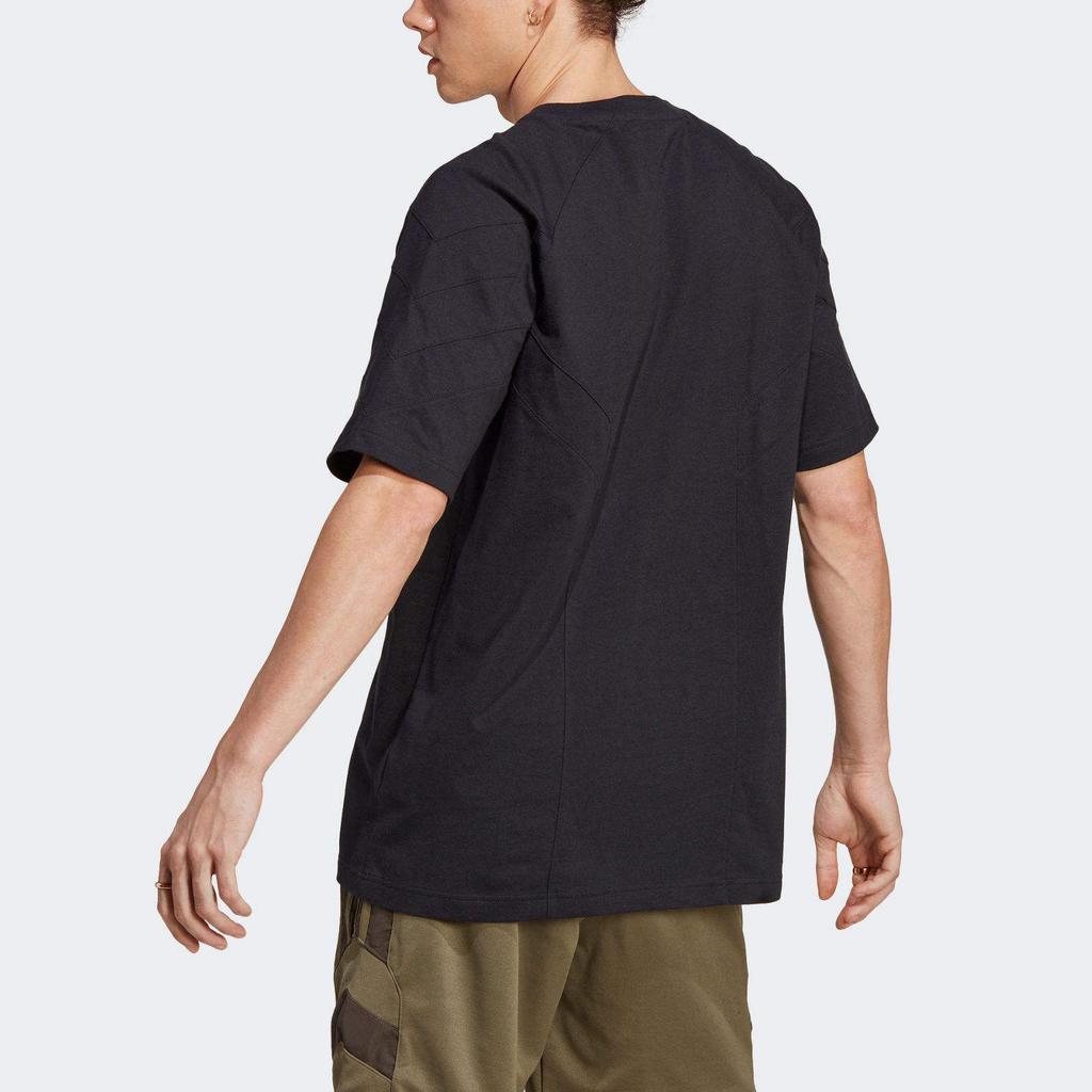 Adidas Originals Round Neck Casual Solid Color Pullover Short Sleeve T-Shirt Men Tops Black IC5997
