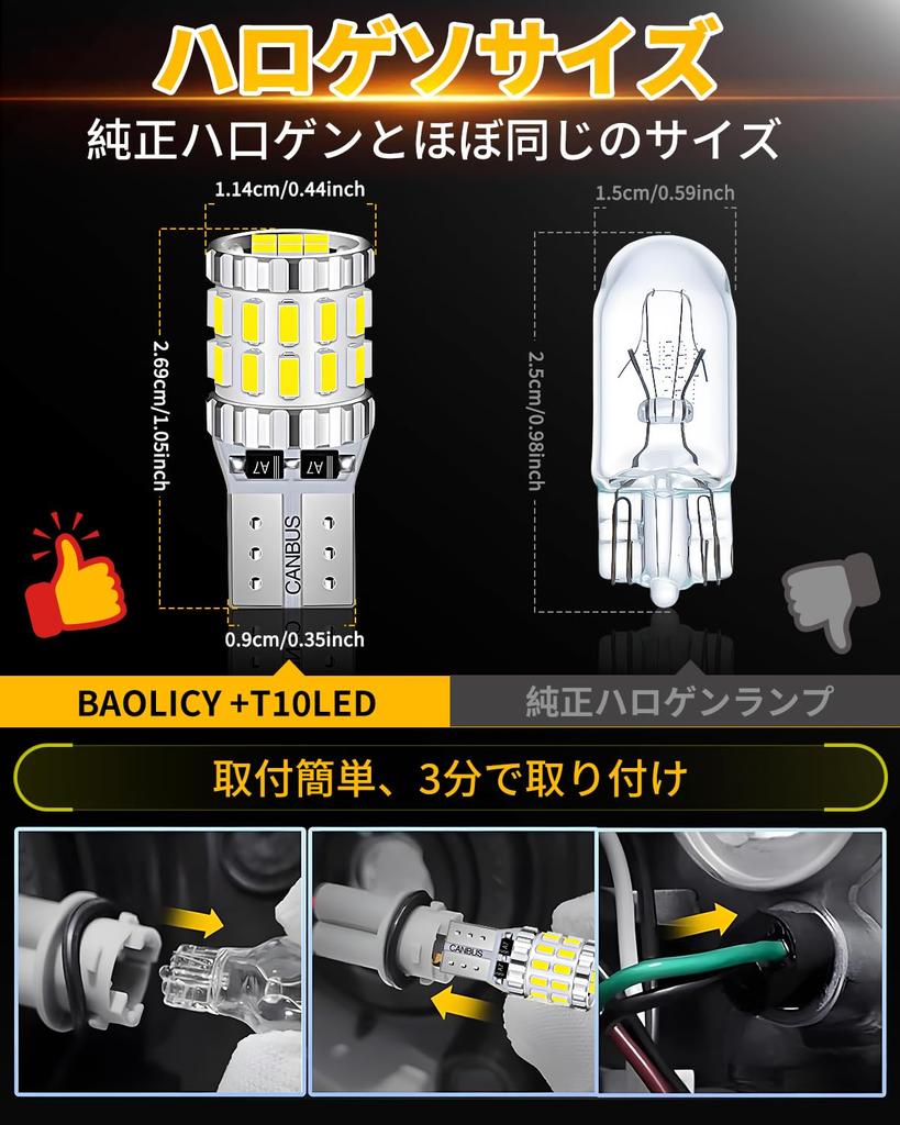 BAOLICY T10 LED White Explosive Light with Built-in Canceller, Position Lamp, License Plate Light,