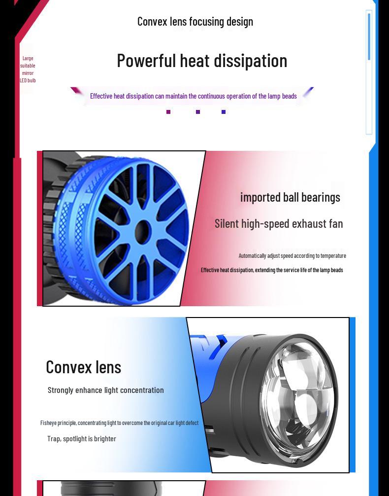 Universal Car & Motorcycle LED Headlight H4 Fish Eye Laser Lens - High/Low Beam