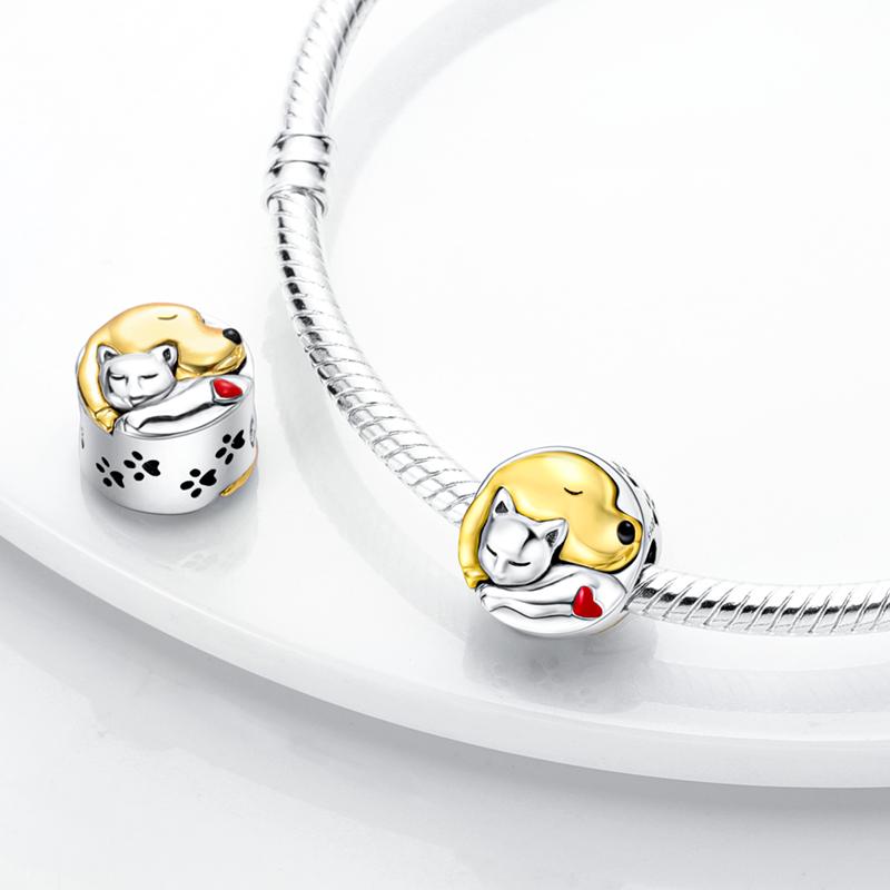 Original Charms Copper Cute Pet Dog And Cat Animal Pendantss Fit Charms Plata Bracelets For Women Jewelry Making Gifts
