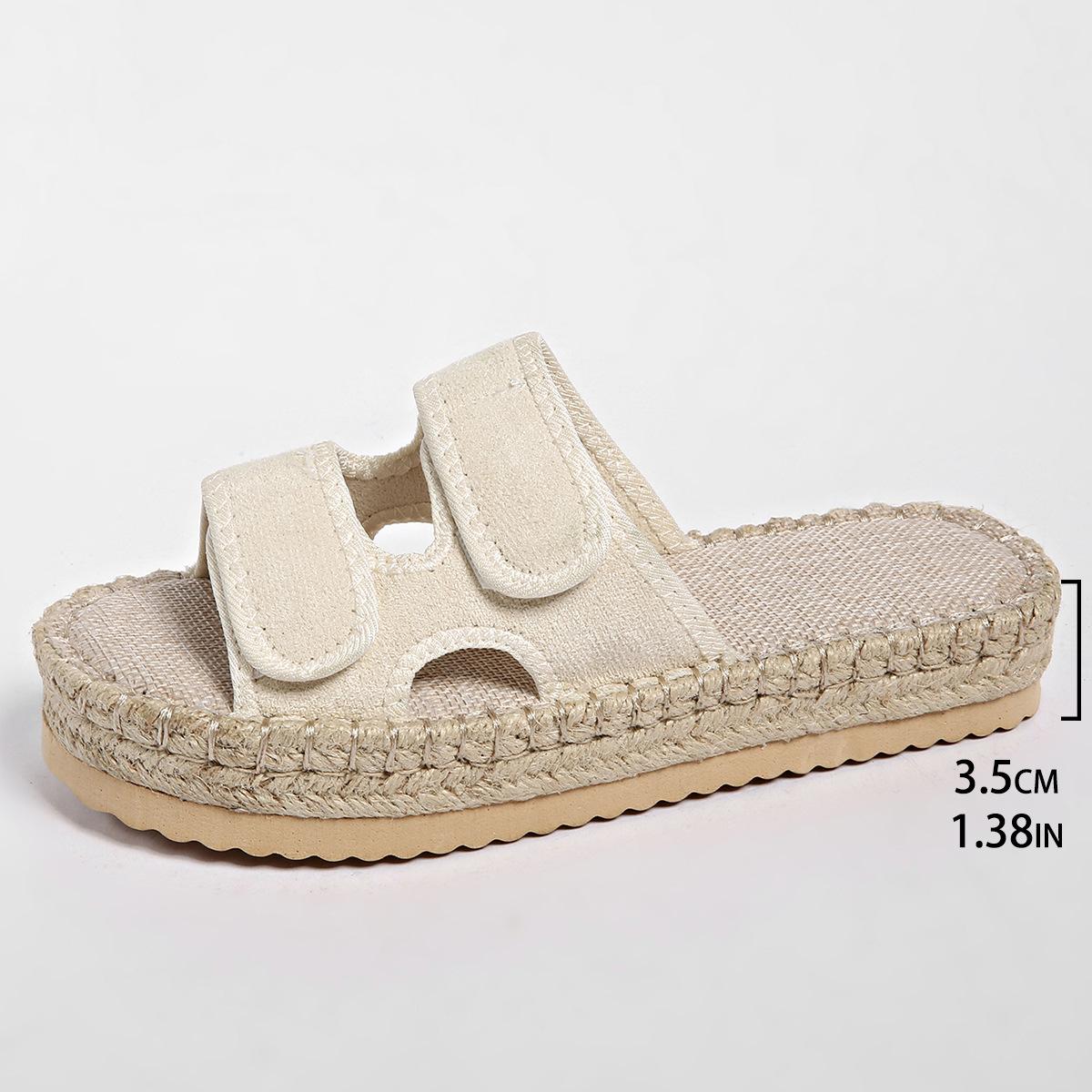 

Летние тапочки на толстой подошве из пеньковой веревки, классные женские тапочки большого размера, новые тапочки из ткани на липучке для женщин 43