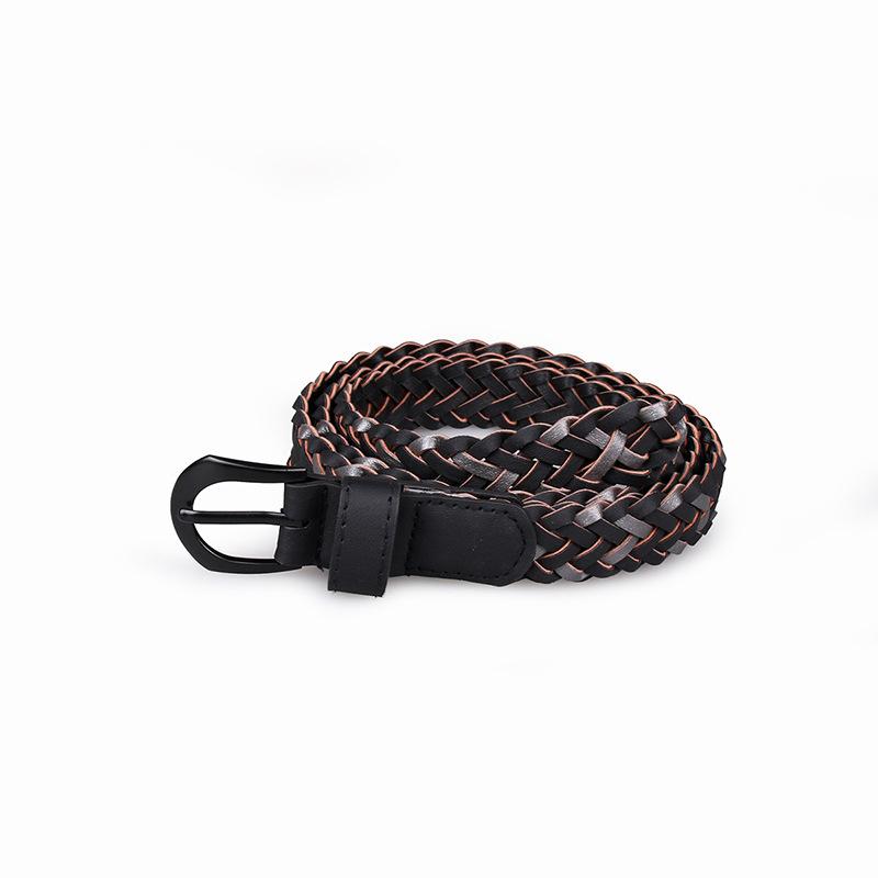European and American New Women's Spray Painted Buckle Head Mixed Color Braided Belt for Women Candy Color Pin Buckle Sweet Handmade Belt
