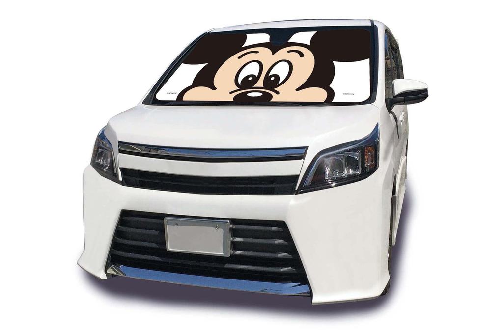 Napolex Car Sunshade for No Suction Cups Minivan Disney Mickey Mouse Front, Required, 1460x900mm, Compatible, Design, WD-415