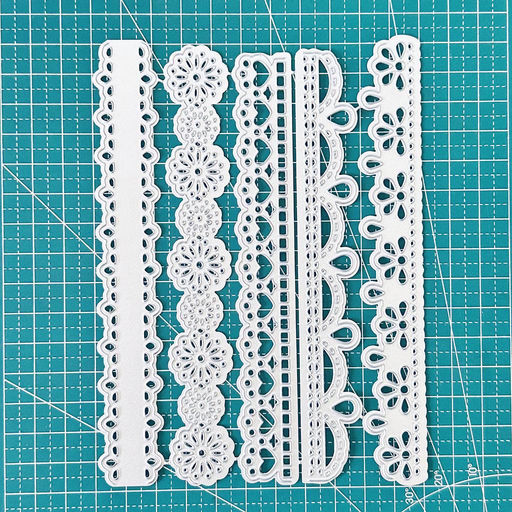 Metal Cutting Dies 5 Vintage Lace Borders Edge Embossing Stencil Die Cuts for Card Making DIY Scrapbook Album Decoration