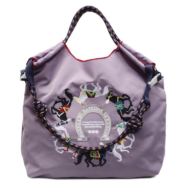 Literary small fresh embroidery pony contrasting color large capacity women's armpit bag new women's shoulder messenger bag