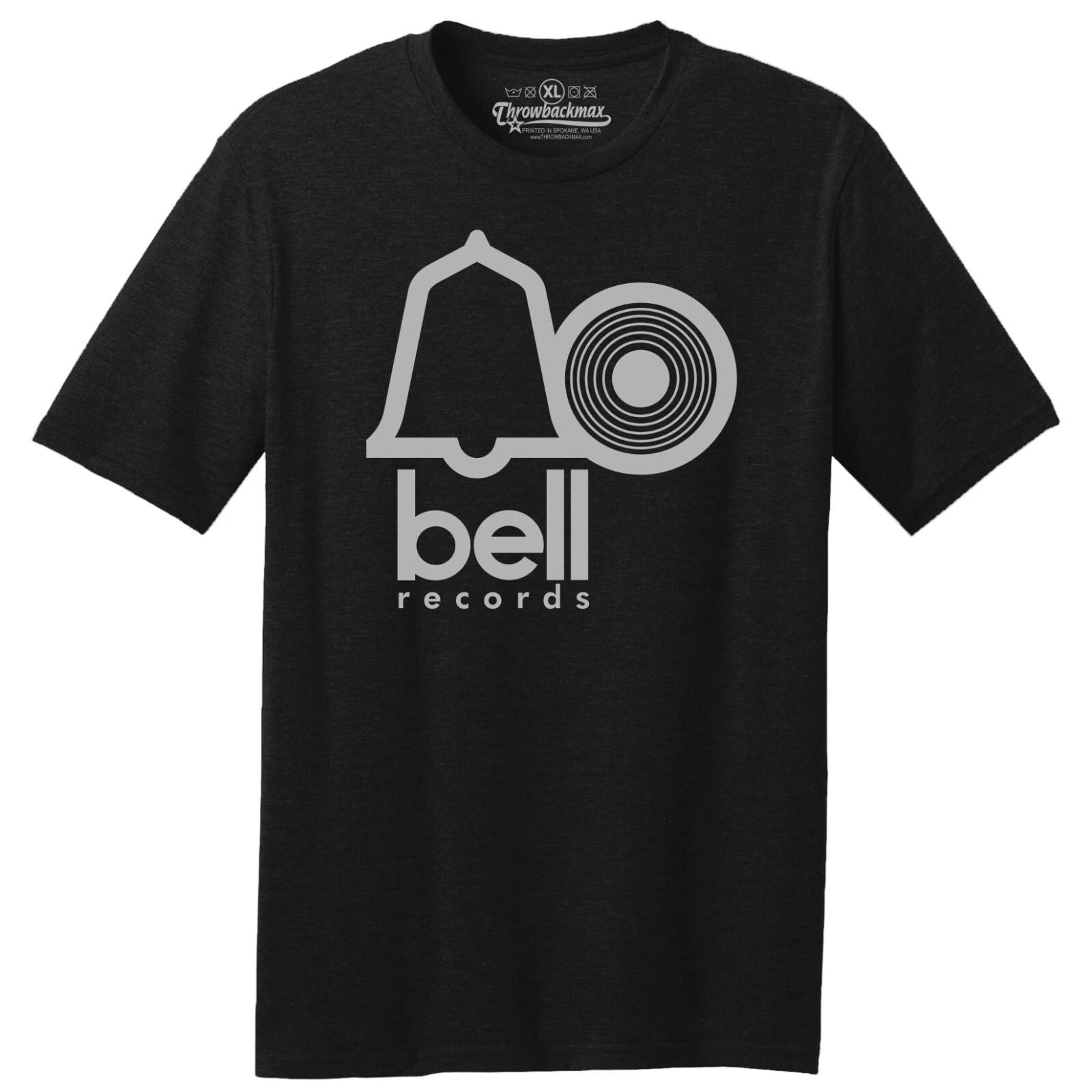 

Throwbackmax 70 s Bell Record Label Classic Cut, Premium Tri-Blend Black T shirt 2XL