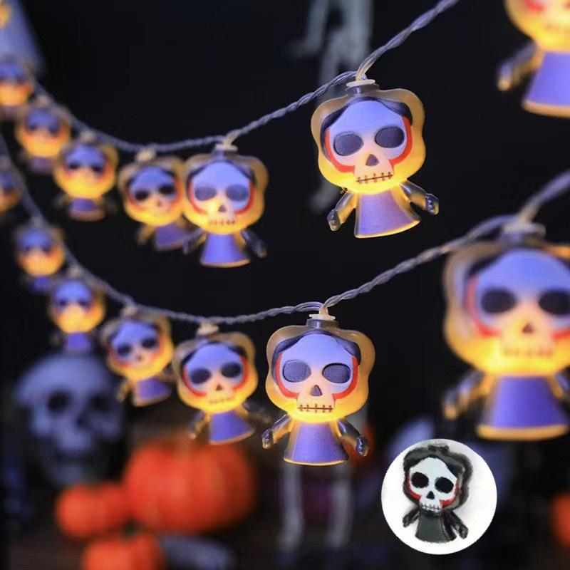 Halloween LED Decorative Lights: Ghost, Spider Web, Skull & Pumpkin String for Witchy Atmosphere