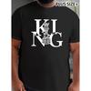 Men's Plus Size Oversized Chess King Print T-Shirt - Retro Loose Fit Short Sleeve Tee with KING Chess Piece, - Casual & Chess-Themed Apparel, Machine