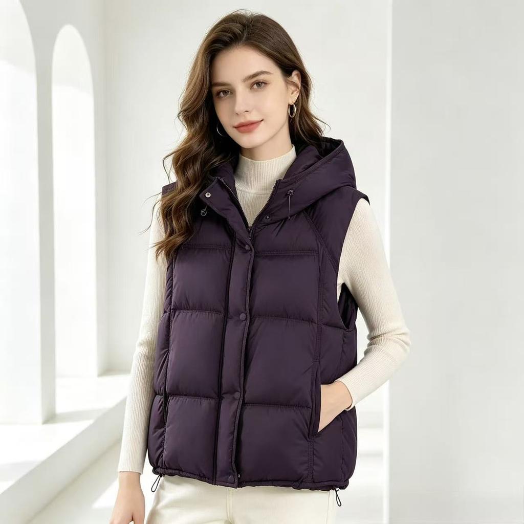 Puff Hooded Down Cotton Clothing Vest Women's Winter New Large Size Women's Loose Vest Jacket