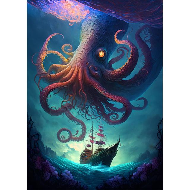 

Cthulhu Mythos Abstract Outer God Prints Poster Canvas Painting Modern Wall Art Pictures for Living Room Bedroom Home Decoration 21x30cm No Framed