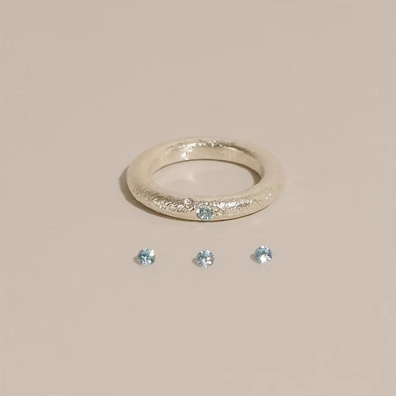 Contemporary Sea Adjustable Blue Beryl Ring For Women Elegant Minimalist Accessory Fashion