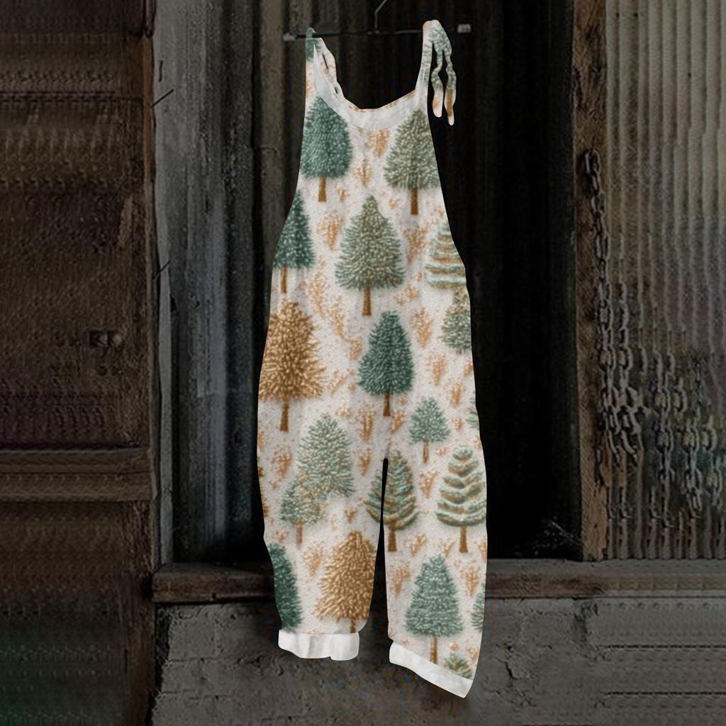 Women's Jumpsuit Halloween Print  Casual Loose Vintage Shoulder Strap Cotton Linen