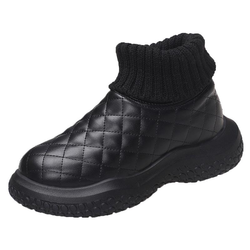 

Модные женские зимние сапоги 2024 Женские плюс бархат платформа на танкетке с большим пальцем плоские хлопковые туфли женские эластичные носки короткие ботильоны ботинес 35 чёрный