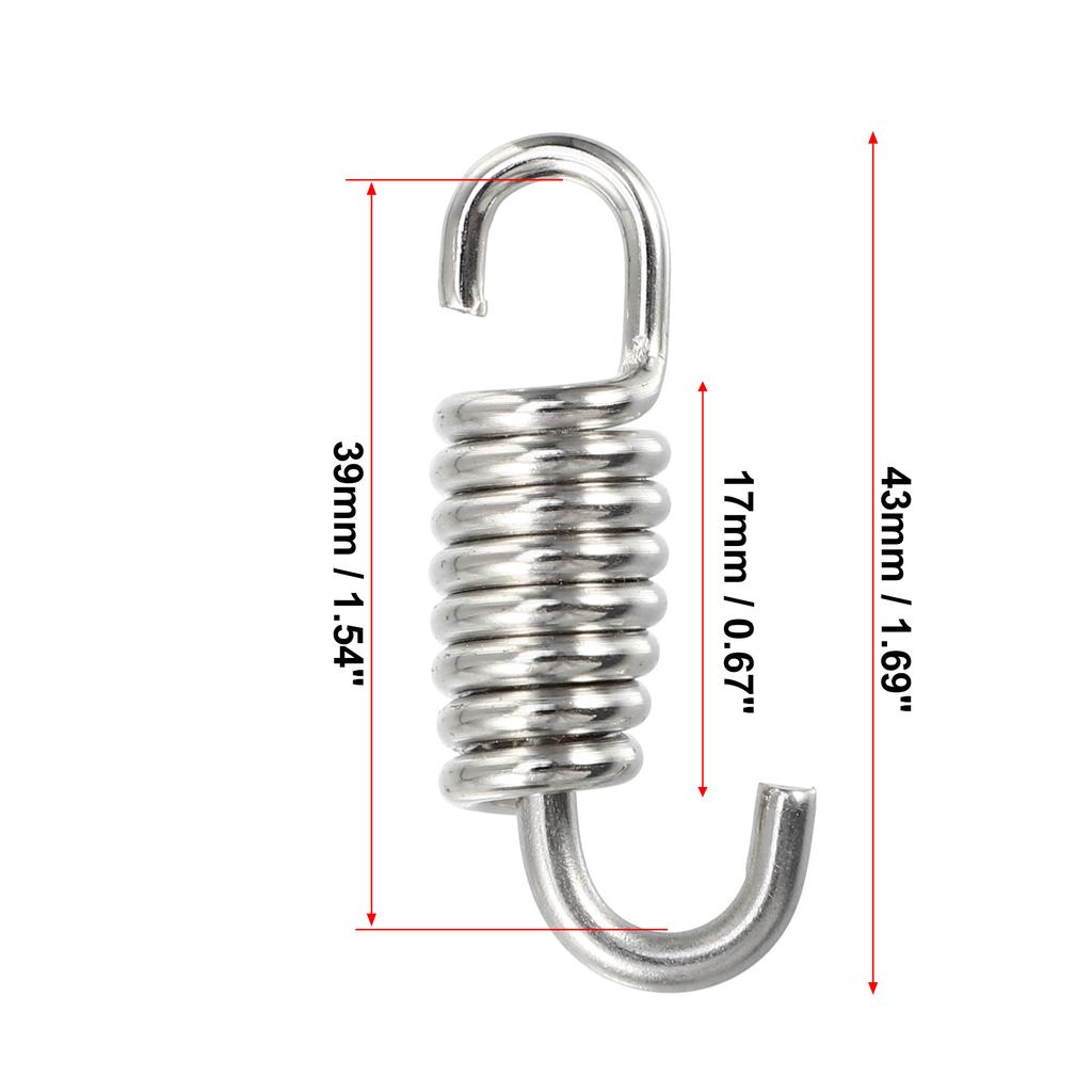 Motoforti 2Pcs 4Pcs 6Pcs 43mm 58mm Muffler Exhaust Pipe Spring for Motorcycle Universal Stainless Steel Silver Tone