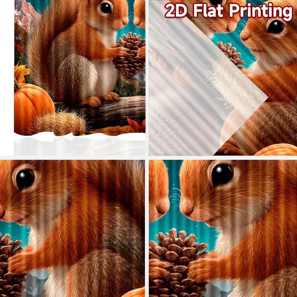 2D Flat Printing 2pcs Party Curtains Cute Squirrels Autumn Scene Digital Printed Polyester Drapes Party Decorations for Home