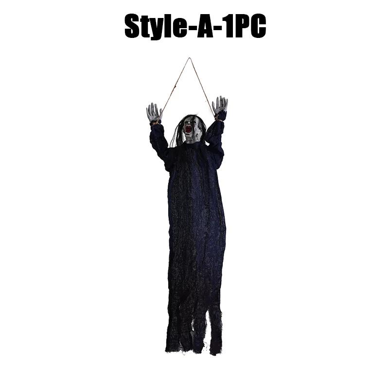 1-4PCS Halloween Hanging Ghost Decoration Long Hair Ghost Fear Party Haunted House Secret Room Atmosphere Decoration Props