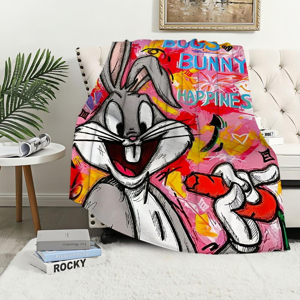 Cartoon B-Bunny Blanket Plush Nap Sofa Rug for Living B-Bugs-S Room Warm Office Bedroom Birthday Home Travel Kid Gifts