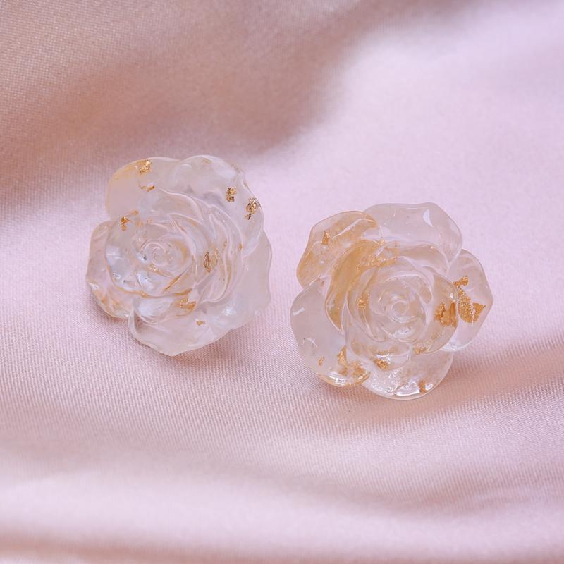 KNIKOO Brincos de flor rosa para mulheres moda flor brincos jewerly para presentes de festa de casamento brincos