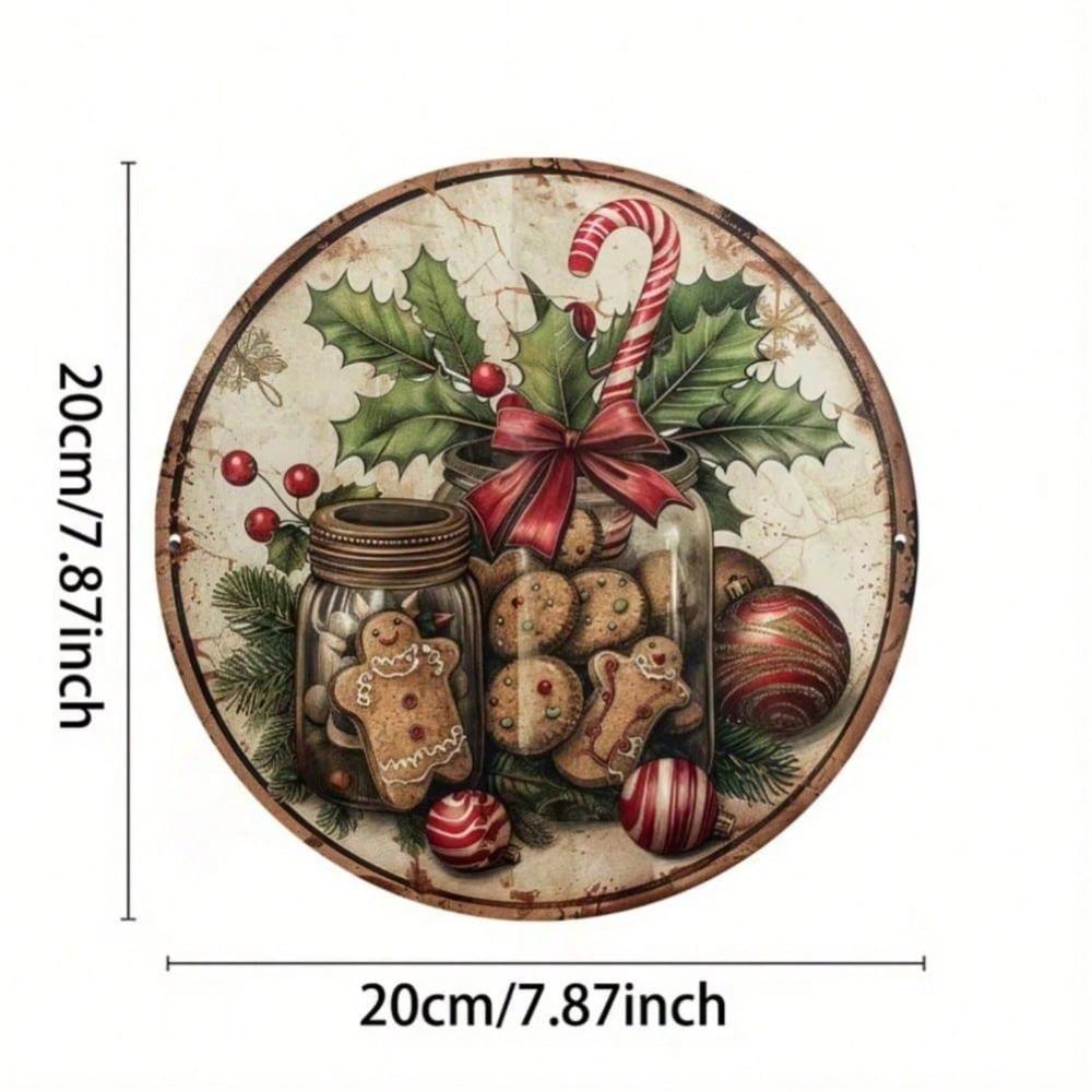 Vintage Gingerbread Man Tin Sign 8x8 Inch 2D Flat Print Holiday Wall Art Home Cafe Decor