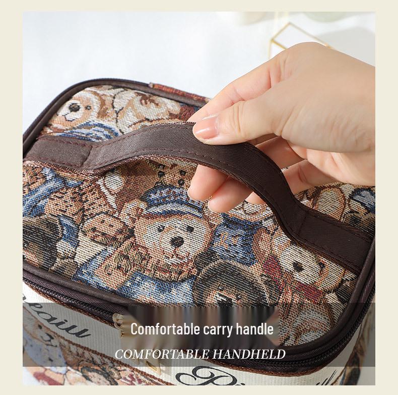 Cute Bear Portable Makeup Bag - Travel Toiletry & Cosmetics Organizer