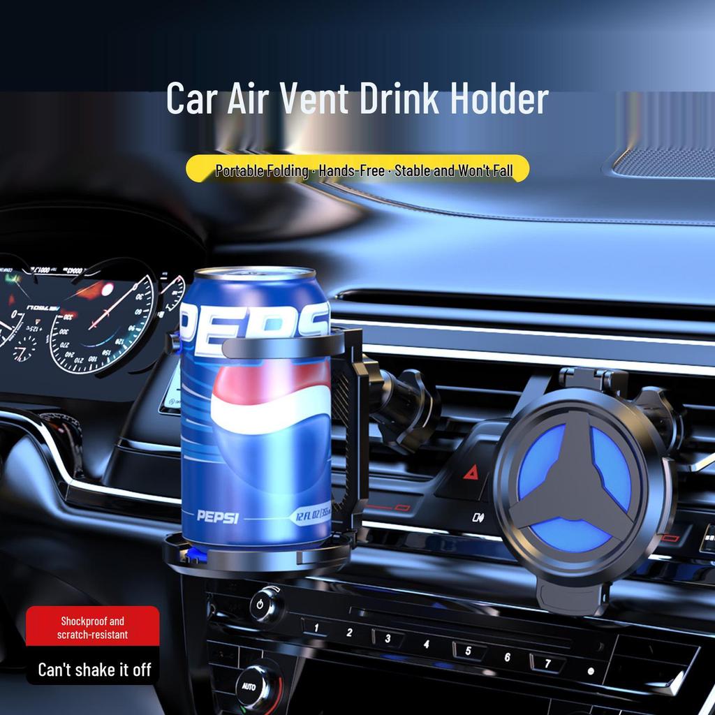 Foldable Car Vent Cup & Drink Holder with Multifunctional Ashtray