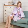 Women's Summer Silk Pajama Set: Short Sexy Nightgown and Peacock Cardigan Bathrobe