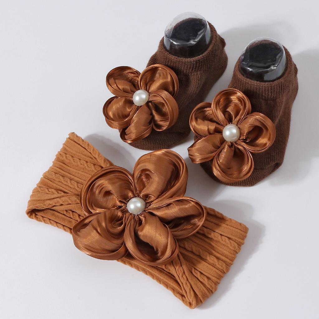 2Pcs/Set Lace Flower Baby Girl Socks Headband Set Kids Cotton Boat Socks Hair Bands Newborn Sweet Princess Hair Accessories