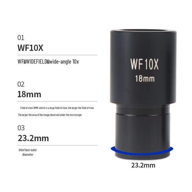 Biological Microscope Lens Accessories: WF10X-25X Magnification Stereoscopic Wide-Angle Eyepiece with High Eye Point and Micrometer.