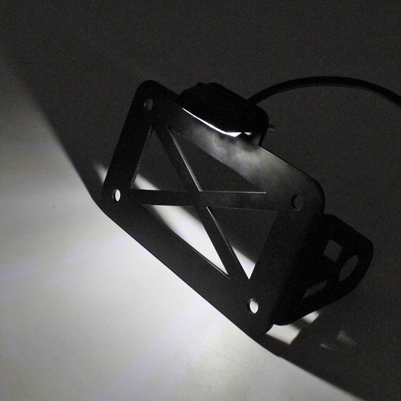 Retro American Cruiser Motorcycle Side License Plate Holder with Light Bracket