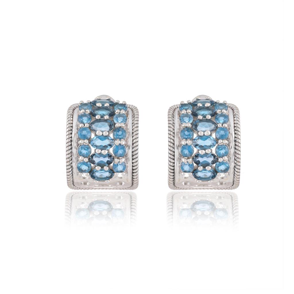 London Blue Topaz Stud Earrings: 925 Sterling Silver Gift