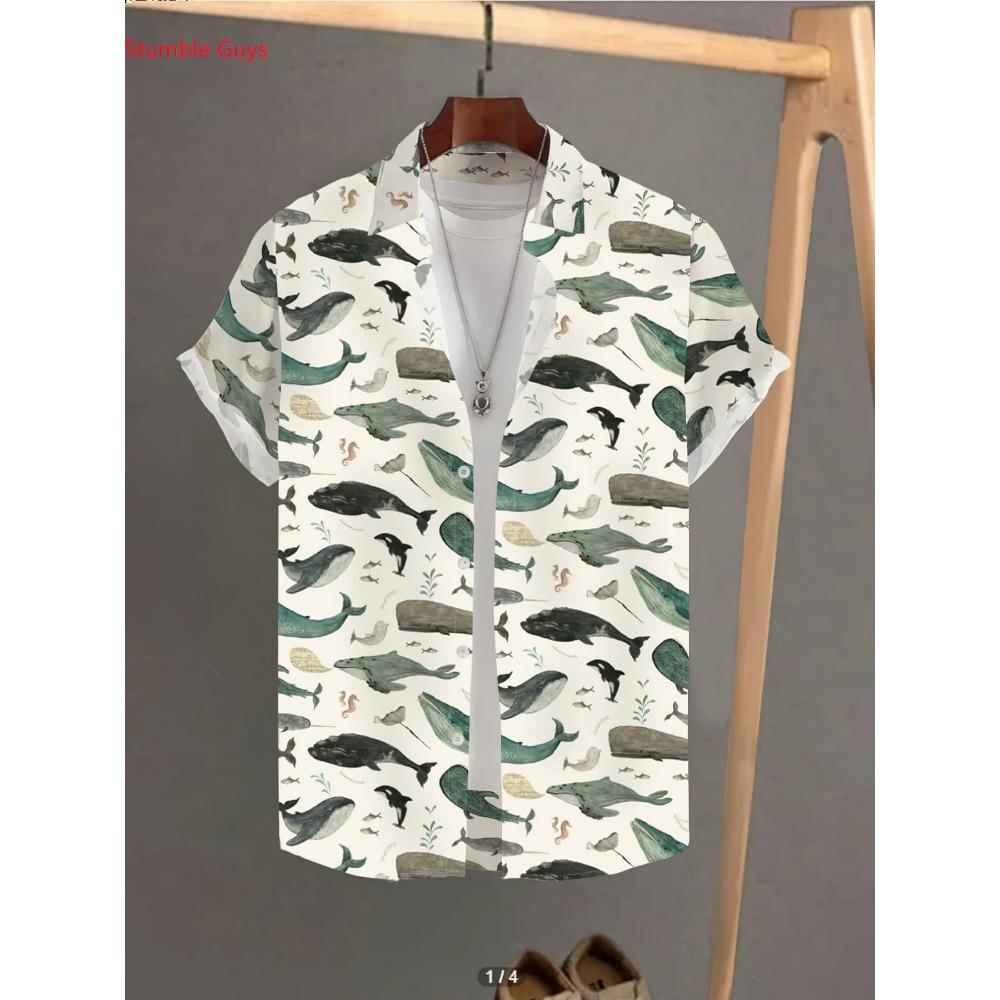 

Summer High Street Urban Print Men s Hawaiian Shirt Man Short Sleeve Loose Casual Fashion Beach Party Streetwear S
