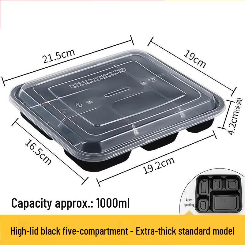 

JINGRX 5-Compartment Disposable Meal Prep Containers 1000ml