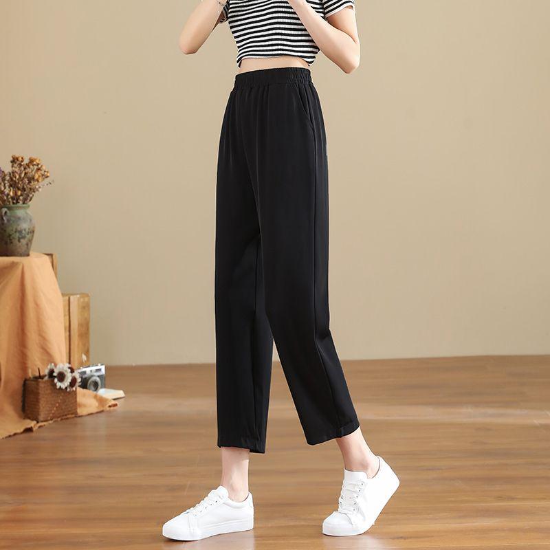 

High Waist Cropped Tweed Straight Leg Pants for Women 26-40 - Elegant, Moisture-Wicking, Slimming. M (Recommended for 39-49 kg)