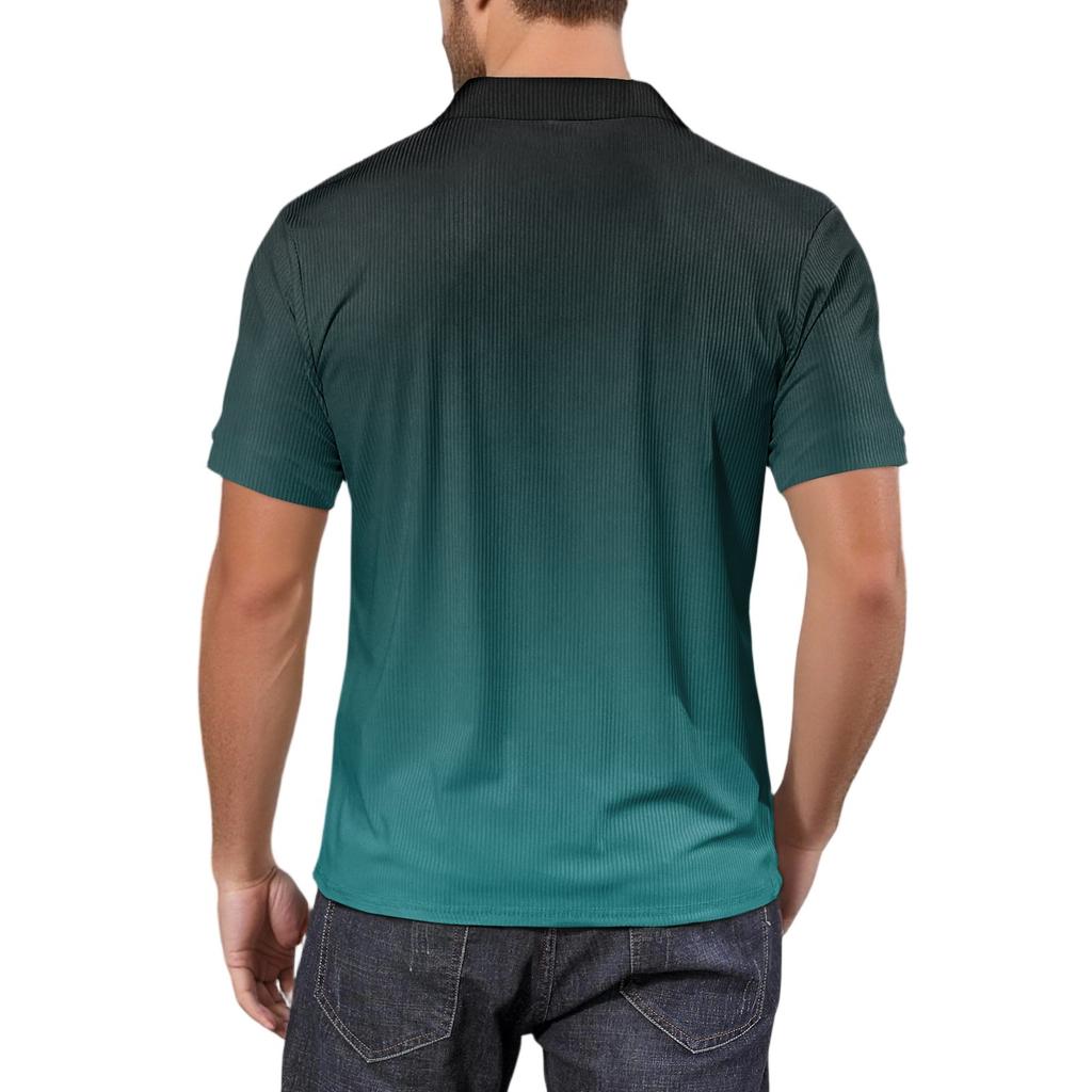 Men's Fashion Printed V-Neck Short Sleeve Top Golf T-Shirt