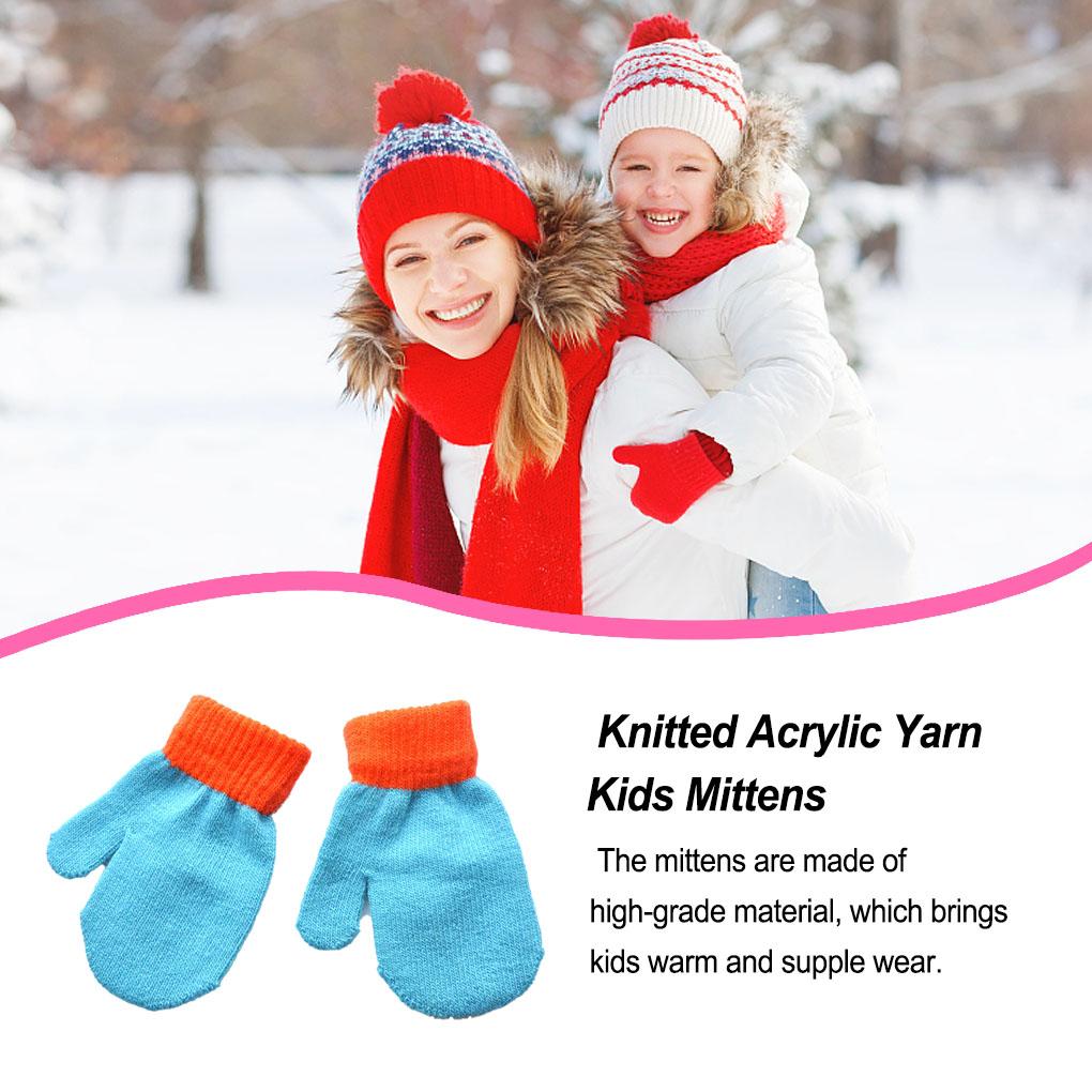 1 Pair Kids Mittens Outdoor Hands Warmer Comfortable Clothes Accessory Solid Color Girls Boys Children Mitts for Winter
