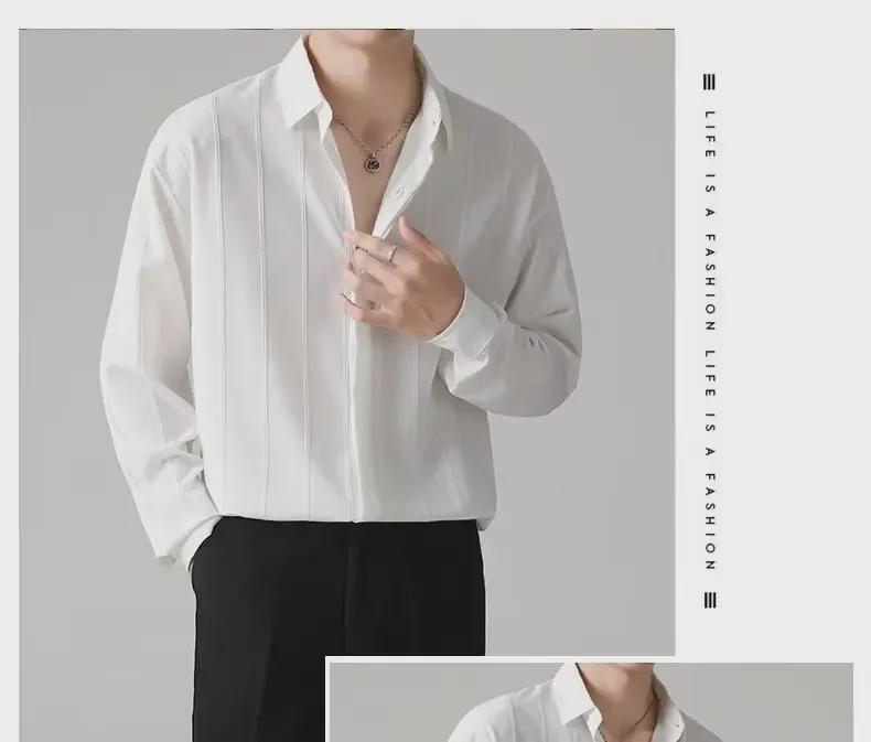 Herr Långärmad Randig Vardagsskjorta - Mörk Mönsterdesign